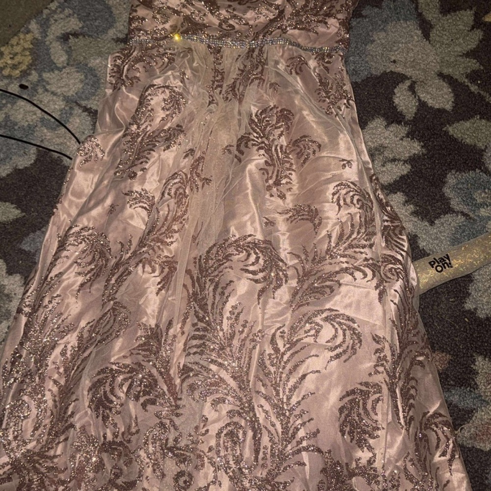 David's Bridal Pink and Gold Prom Dress